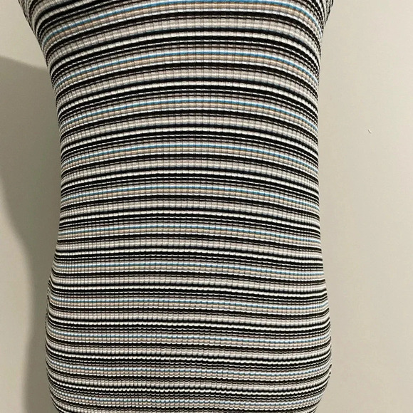 American Eagle‎ Multicolor Stripe Ribbed Halter Neck Bodycon Mini Dress - Picture 4 of 9